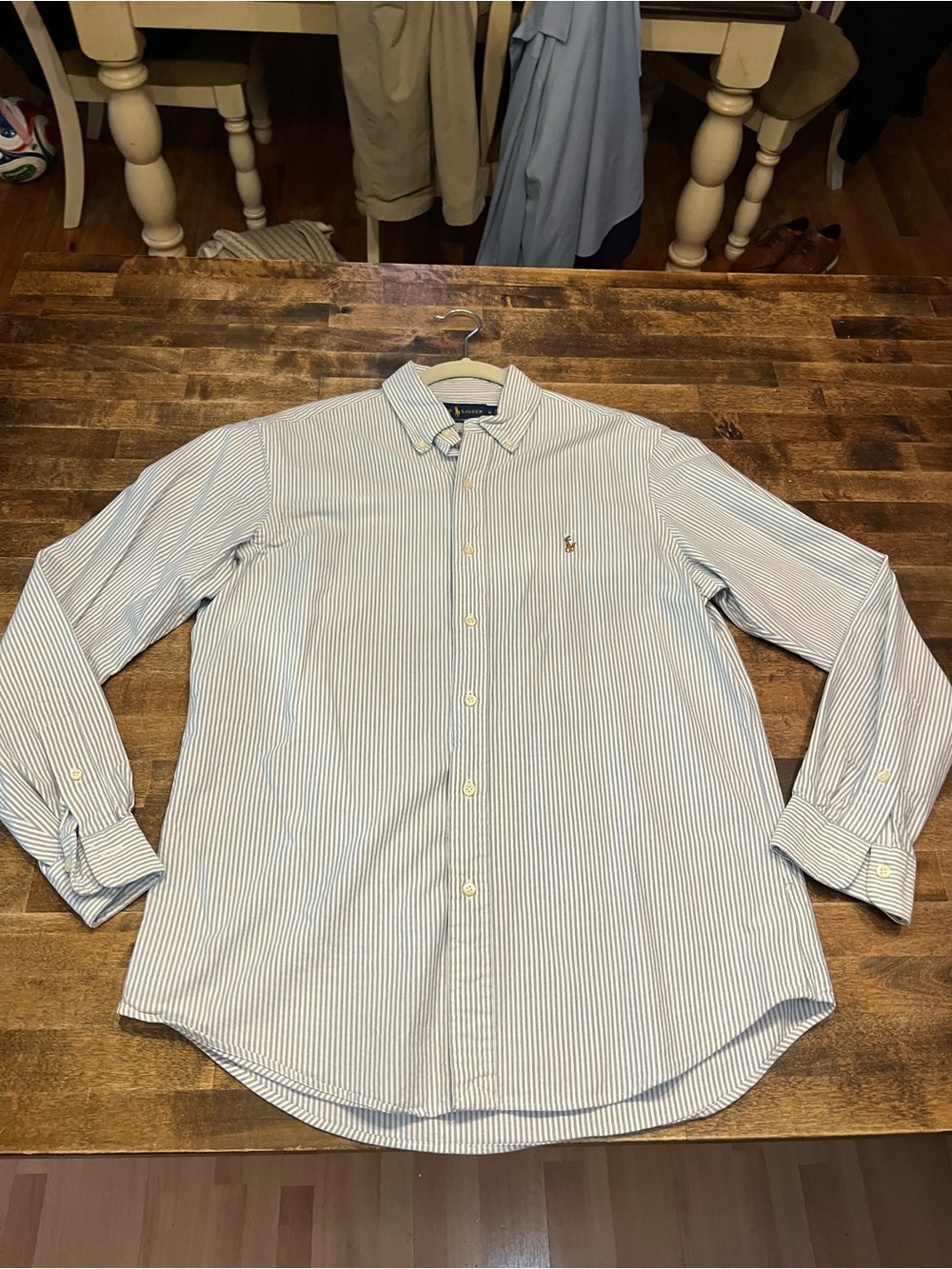 Ralph Lauren Light Blue and White Striped Button-Down Shirt classic fit